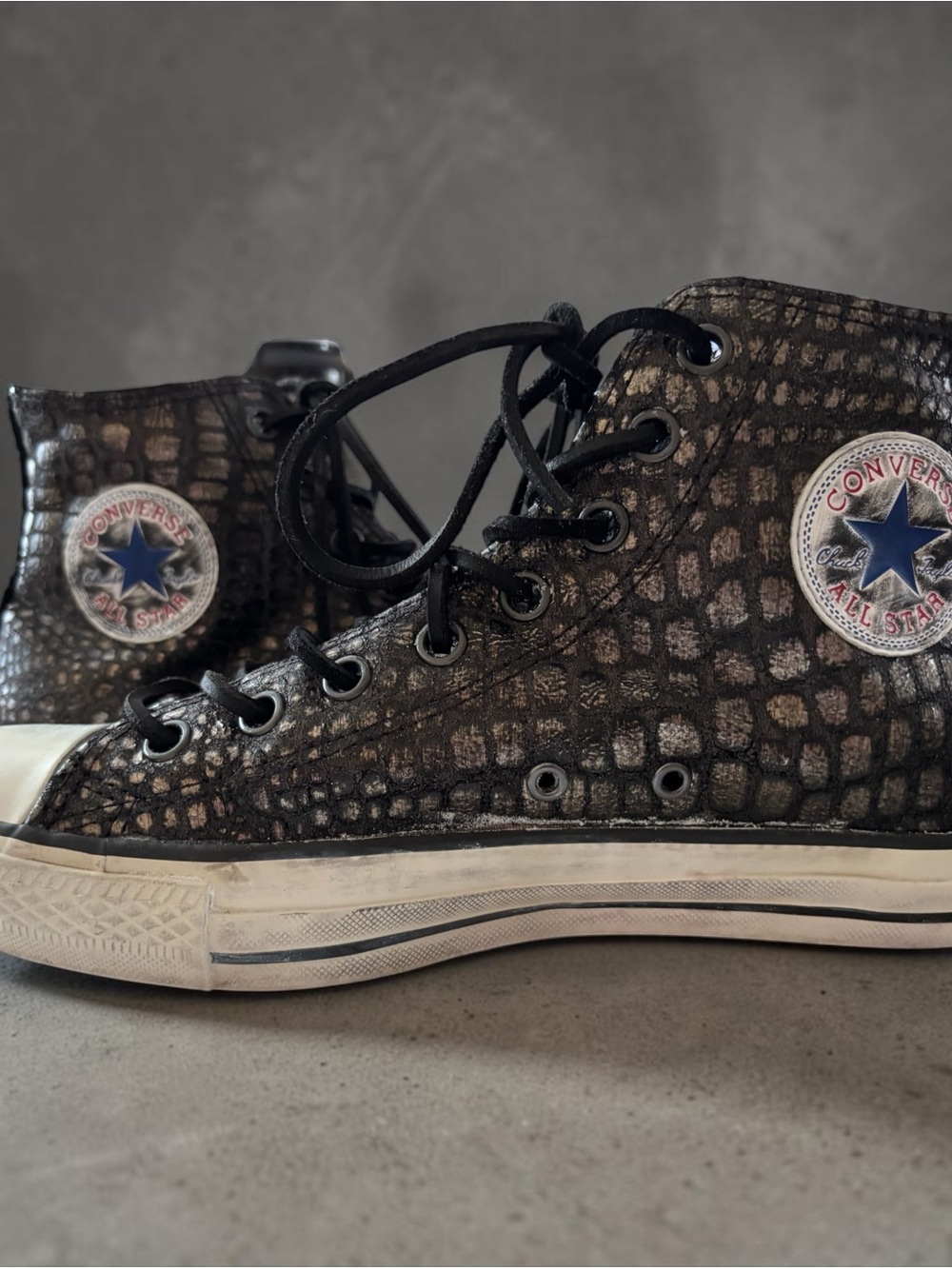 Converse x John Varvatos Snakeskin Leather High Tops Rare 145390C Men’s 8.5 - Picture 2 of 15